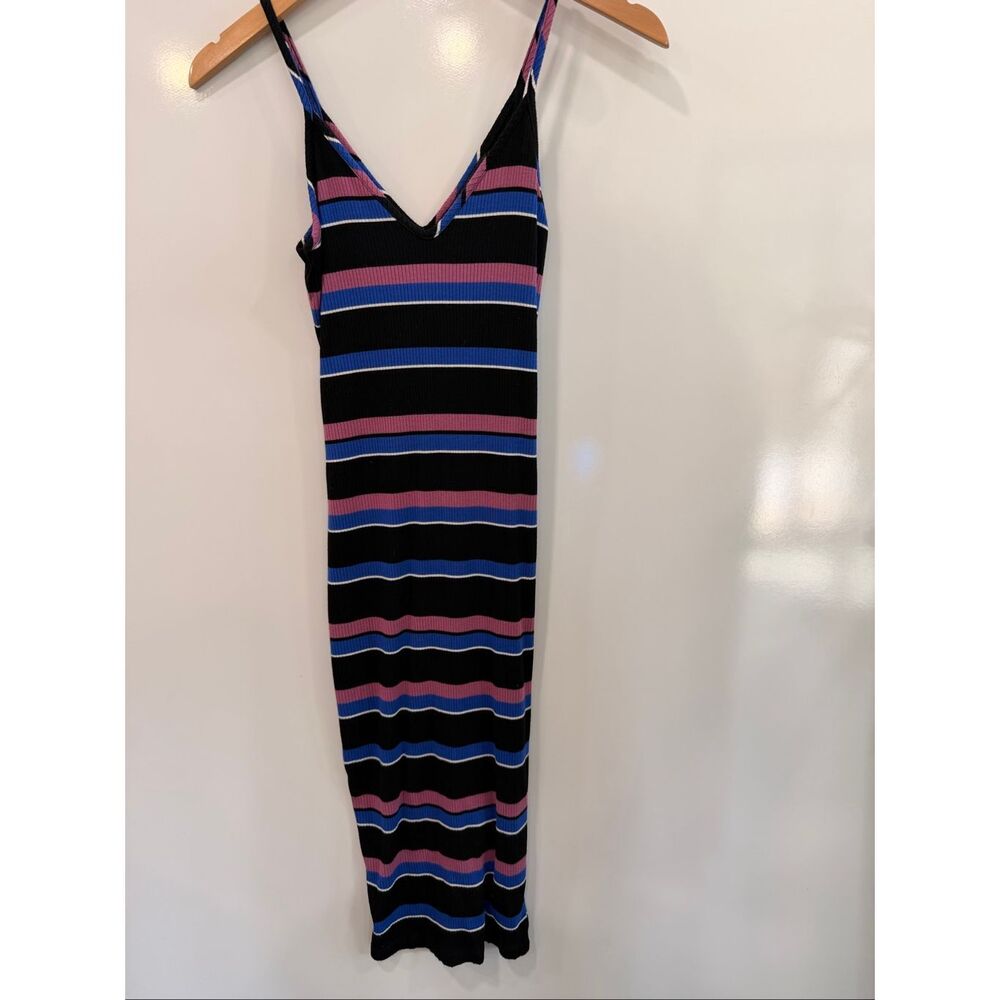 Express Striped Ribbed Bodycon Maxi Dress XS